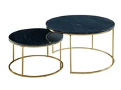 Ławy i stoliki kawowe - Vente-Unique Wsuwane stoliki kawowe ANGELA - Czarny marmur i złocony metal - miniaturka - grafika 1