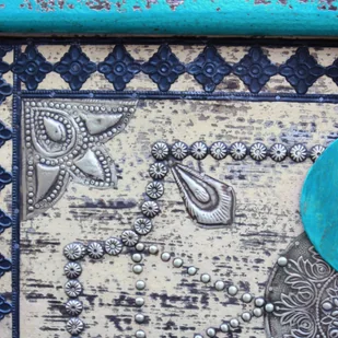 vidaXL Skrzynia z niebieskiego drewna mango 80x40x45 cm - Inne meble do salonu - miniaturka - grafika 2