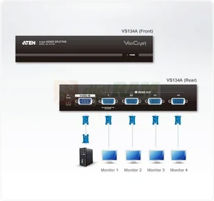 Aten Video Splitter 4 porty 450 MHz -VSPLITTER-VS-134A - Rozgałęźniki - miniaturka - grafika 3
