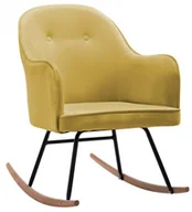 Fotele - Musztardowy aksamitny fotel bujany N4-H46 - miniaturka - grafika 1