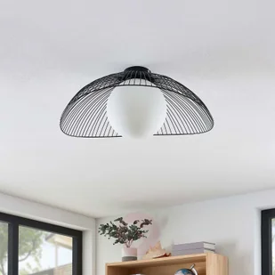 Lindby Fabronia lampa wisząca kratka, szklana kula - Lampy sufitowe - miniaturka - grafika 5