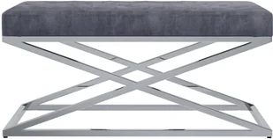 vidaXL Ławka, 97 cm, szara, aksamitna tkanina i stal nierdzewna vidaXL - Ławki do przedpokoju - miniaturka - grafika 3