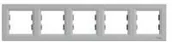 Gniazdka elektryczne - Schneider Electric eph5800561 ramka 5 elementów, aluminium EPH5800561 - miniaturka - grafika 1