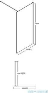 Besco Toca  walk-in 90x190cm przejrzyste TCB-90-190C - Kabiny prysznicowe - miniaturka - grafika 2