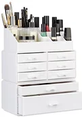 Kosmetyczki, organizery i kuferki - Relaxdays Make Up organizer z szufladami, wieżowe makijażu i szkatułka na biżuterię, akryl Make Up Kit, rożne. Kolory 10023135_49 - miniaturka - grafika 1