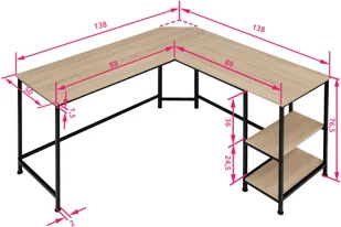 tectake Biurko narożna Hamilton - industrialny jasny 404232 - Biurka - miniaturka - grafika 5