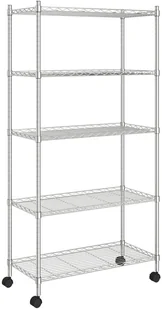 vidaXL 5-poziomowy regał na kółkach, 75x35x155 cm, chrom, 250 kg 324629 - Szafy i regały magazynowe - miniaturka - grafika 2