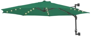 vidaXL Parasol ścienny z LED, na metalowym słupku, 300 cm, zielony 312523 - Parasole ogrodowe - miniaturka - grafika 3