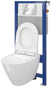 Stelaże i zestawy podtynkowe do WC - Cersanit Set B31 Aqua Zestaw Toaleta WC podwieszana 54x36,5 cm CleanOn bez kołnierza z ukrytym mocowaniem z deską sedesową wolnoopadającą i stelażem pneumatycznym Aqua 52 biały S701-324 odbiór osob - miniaturka - grafika 1