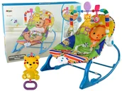Leżaczki i huśtawki - LEANToys Kołyska Bujaczek Fotelik Krzesełko 2w1 Niebieski Tygrysa Dźwięki Wibracja 9491 - miniaturka - grafika 1