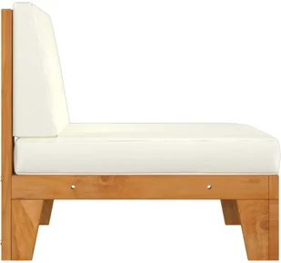 VidaXL Moduł sofy środkowej, kremowe poduszki, lite drewno akacjowe! 312150 - Sofy ogrodowe - miniaturka - grafika 3