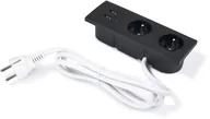 Huby USB - KOLORENO Gniazdo Doblatowe Moduł Aluminium 2x230V + 2x USB Czarne GD2X230V+2XUSB CZARN - miniaturka - grafika 1