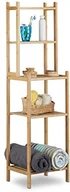 Półki łazienkowe - Relaxdays Regał łazienkowy bambus, 5 kieszenie do kuchni, korytarz, łazienka, otwarty  regał stojący wys. x szer. x gł.: 121 x 33 x 28 cm, naturalny 10020948 - miniaturka - grafika 1