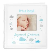 Albumy fotograficzne - NA Murrano Album mały z oknem nadruk dedykacja dla chłopca narodziny u ALB-SO-WH-UV-024 - miniaturka - grafika 1