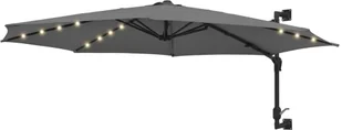 vidaXL Parasol ścienny z LED, na metalowym słupku, 300 cm, antracytowy vidaXL - Parasole ogrodowe - miniaturka - grafika 4