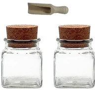 Pojemniki kuchenne - Viva Haushaltswaren 6 słoików na przyprawy, 150 ml, szklane pojemniki z korkiem na przyprawy, sól, prezenty dla gości itd., w tym łopatka na przyprawy z drewna, przezroczysty, 120 ml #61978# - miniaturka - grafika 1