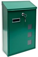 Skrzynki na listy - Relaxdays Designerska skrzynka na listy z metalowym 25 x 40 cm Zielony/biały/srebrny/czarny, zielony - miniaturka - grafika 1