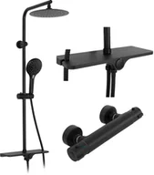 Zestawy prysznicowe - Rea Zestaw natryskowy z termostatem MIKE Black P0550 - miniaturka - grafika 1