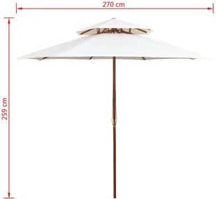 vidaXL Parasol z podwójnym daszkiem, 270x270 cm drewno, kremowy - Parasole ogrodowe - miniaturka - grafika 5