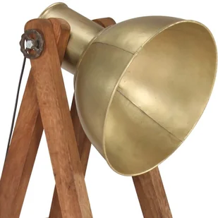 VidaXL Lampa podłogowa, kolor mosiądzu, E27, lite drewno mango 320588 VidaXL VidaXL - Lampy sufitowe - miniaturka - grafika 6