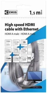 Emos HDMI 1.4 High Speed, a złącze kabla 1,5 m, sd0101 - Przewody elektryczne - miniaturka - grafika 3