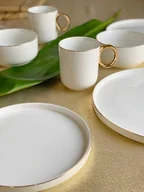 Talerze - Affek Design Mondex Talerz obiadowy Grace biało-złoty HTNF7580 - miniaturka - grafika 1