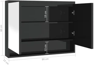 vidaXL vidaXL Szafka łazienkowa z lustrem 80x15x60 cm MDF czerń z połyskiem 8720286391570 - Szafki łazienkowe - miniaturka - grafika 9