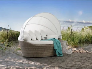 Gimex Beliani Kosz plażowy jasnobrązowy - ogrodowy - rattanowy - leżanka - SYLT jasny brąz - Akcesoria turystyczne - miniaturka - grafika 3