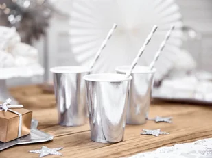 PartyDeco Kubeczki papierowe "Classic", srebrne, 200 ml, 6 szt KPP11-018 - Naczynia i sztućce jednorazowe - miniaturka - grafika 5
