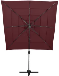 vidaXL 4-poziomowy parasol na aluminiowym słupku, bordowy, 250x250 cm 313824 - Parasole ogrodowe - miniaturka - grafika 3