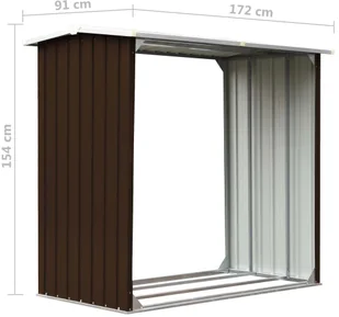 vidaXL Wiata na drewno, stal galwanizowana, 172x91x154 cm, brązowa vidaXL - Akcesoria kominkowe - miniaturka - grafika 6