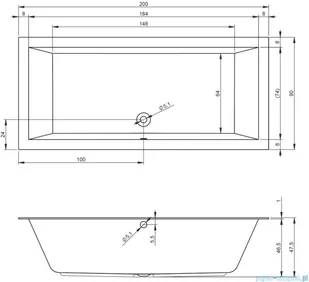 Riho Lugo 200x90cm wanna prostokątna z hydromasażem Pneumatic S2 lewa + nogi + syfon BT06-PNES2-L - Wanny z hydromasażem Riho Lugo 200x90cm wanna prostokątna z hydromasażem Pneumatic S2 lewa + nogi + syfon BT06-PNES2-L - Wanny z hydromasażem - miniaturka - grafika 2