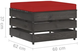 vidaXL Modułowy stołek z poduszką impregnowane na szaro drewno 3068138 - Pufy i podnóżki - miniaturka - grafika 6
