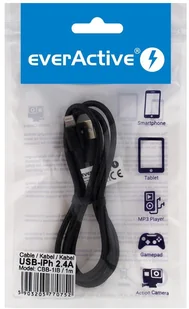everActive Kabel przewód pleciony USB Lightning iPhone everActive CBB-1IB 100cm z obsługą szybkiego ładowania do 2,4A czarny CBB-1IB - Kable USB - miniaturka - grafika 3