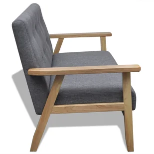 vidaXL Szara sofa retro z drewnianš ramš - Sofy i kanapy - miniaturka - grafika 5