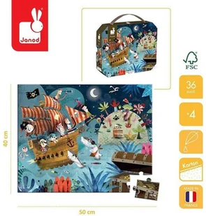 Janod Puzzle w walizce Wyprawa po skarb 36 elementów 4+ Made in France, solution-bc-7545-0 - Puzzle - miniaturka - grafika 3
