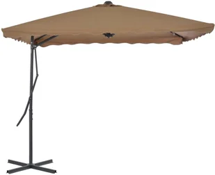 vidaXL Parasol ogrodowy na słupku stalowym, 250 x 250 cm, kolor taupe - Parasole ogrodowe - miniaturka - grafika 5
