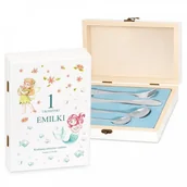 Sztućce dla dzieci - Murrano Zestaw Sztućców Dla Dzieci W Drewnianym Etui Nadruk Bajkowy SZT-ANIMALS_DRS-UV-004 - miniaturka - grafika 1