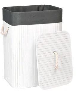 Kosz bambusowy na pranie 80L biało-szary - Kosze na bieliznę - miniaturka - grafika 2