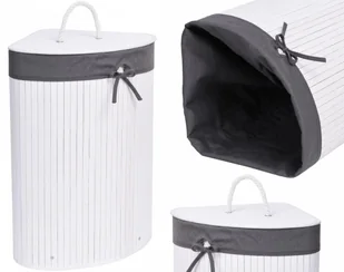 Lumarko Lumarko Kosz narożny na pranie bambusowy 60L biało-szary 5902340318324  Goc - Kosze na bieliznę - miniaturka - grafika 9