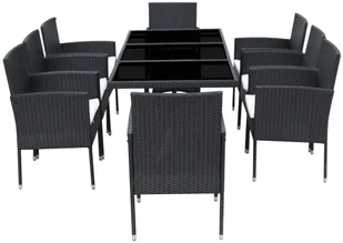 vidaXL Zestaw mebli ogrodowych z polirattanu, 17 elementów, czarny - Meble ogrodowe - miniaturka - grafika 3