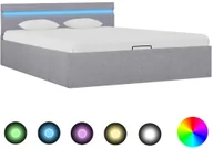 Łóżka - vidaXL Rama łóżka, podnośnik i LED, jasnoszara, tkanina, 140 x 200 cm - miniaturka - grafika 1