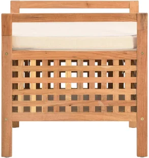 vidaXL Ławka ze schowkiem, 49x48x49 cm, lite drewno orzechowe vidaXL - Ławki do przedpokoju - miniaturka - grafika 4