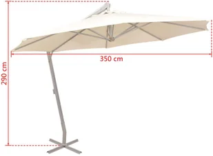 vidaXL Parasol ogrodowy, wiszący, 350 cm, słupek aluminiowy, piaskowy - Parasole ogrodowe - miniaturka - grafika 8