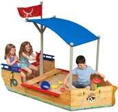 Place zabaw - KidKraft KidKraft Drewniana piaskownica Statek piracki z baldachimem 00128 - miniaturka - grafika 1