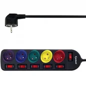 Przedłużacze i rozgałęźniki - HBF Eurobatt listwa zasilająca z wyłącznikami, 1,5m 3355 - miniaturka - grafika 1