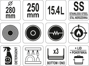 YATO Garnek nierdzewny z pokrywką 15,4l YATO YG-00004 YG-00004 - Garnki - miniaturka - grafika 3