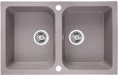 Zlewozmywaki - Laveo Celia granitowy 76x48 cm 2-komorowy bez ociekacza szary SJC520T - miniaturka - grafika 1