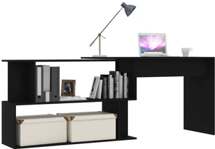 vidaXL vidaXL Biurko narożne, czarne, 200x50x76 cm, płyta wiórowa - Biurka - miniaturka - grafika 3