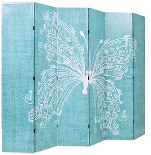vidaXL Składany parawan, 228 x 180 cm, niebieski motyl - Parawany - miniaturka - grafika 3